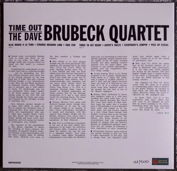 Виниловая пластинка THE DAVE BRUBECK QUARTET TIME OUT