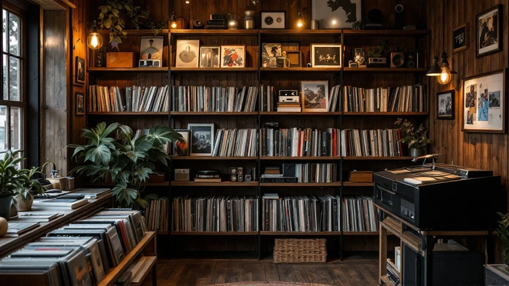 Очередь у входа в «Пространство в тишине» в день Record Store Day — лимитированные пластинки на столе, виниловый проигрыватель играет, тёплый свет. Alt: Record Store Day в виниловом магазине «Простран