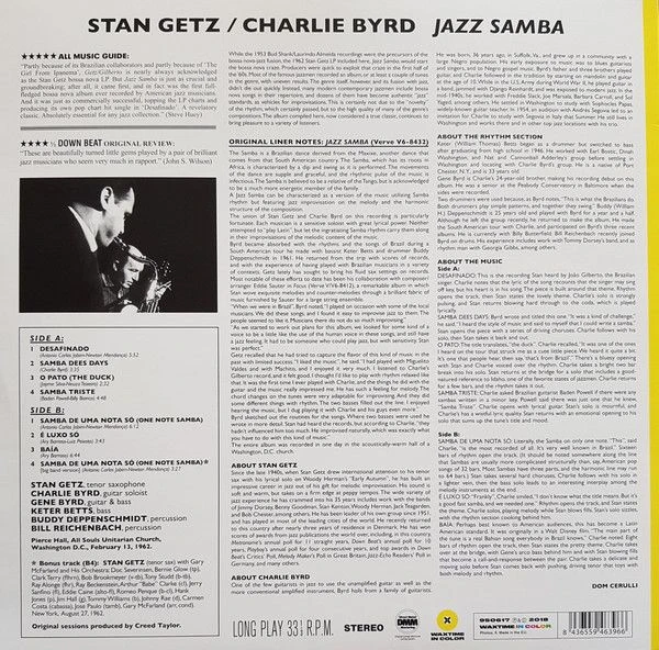 Виниловая пластинка STAN GETZ & CHARLIE BYRD JAZZ SAMBA YELLOW VINYL
