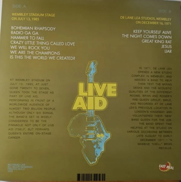 Виниловая пластинка QUEEN LIVE AID (YELLOW COVER)