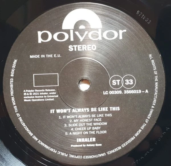 Виниловая пластинка INHALER IT WON'T ALWAYS BE LIKE THIS BLACK VINYL EDITION