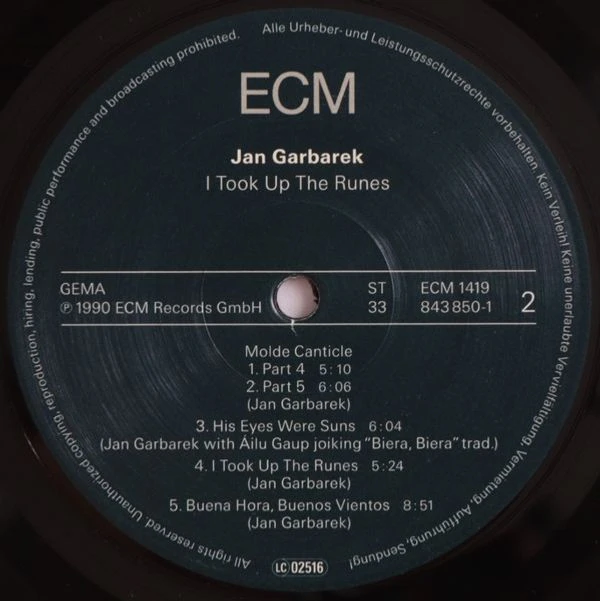 Виниловая пластинка JAN GARBAREK I TOOK UP THE RUNES