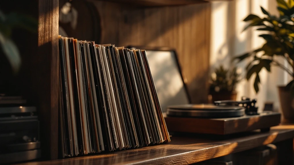 Коллекция пластинок Mobile Fidelity Sound Lab на полке — видны характерные золотые стикеры Original Master Recording, рисовые конверты и боксы UltraDisc One-Step. Alt: Пластинки Mobile Fidelity Sound 