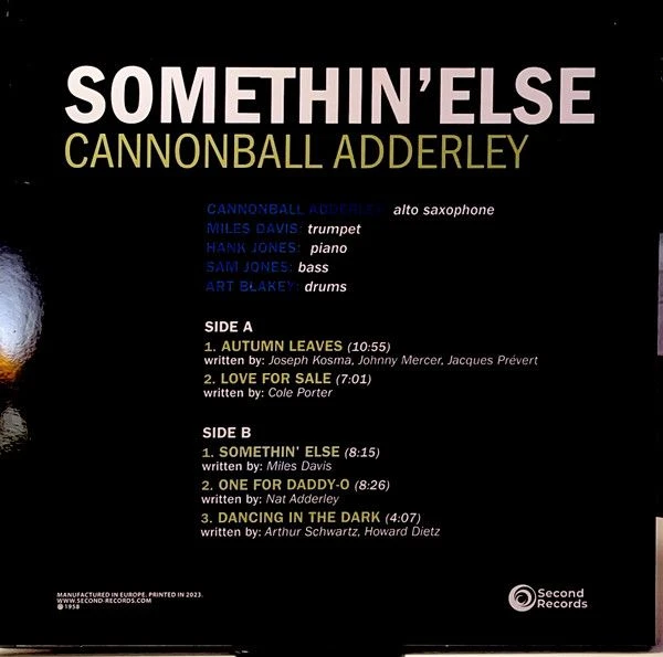 Виниловая пластинка CANNONBALL ADDERLEY SOMETHIN' ELSE