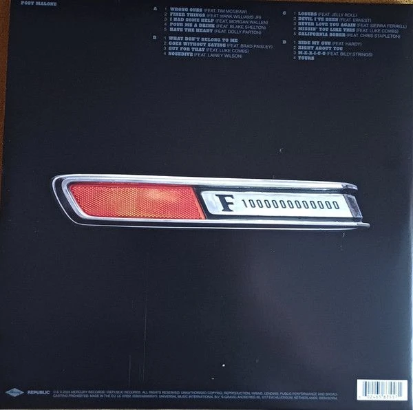 Виниловая пластинка POST MALONE F-1 TRILLION BLACK VINYL EDITION