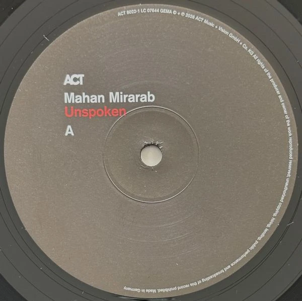 Виниловая пластинка MAHAN MIRARAB UNSPOKEN BLACK VINYL EDITION