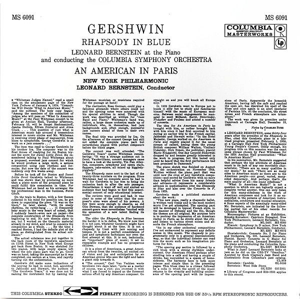 Виниловая пластинка GEORGE GERSHWIN RHAPSODY IN BLUE, AN AMERICAN IN PARIS