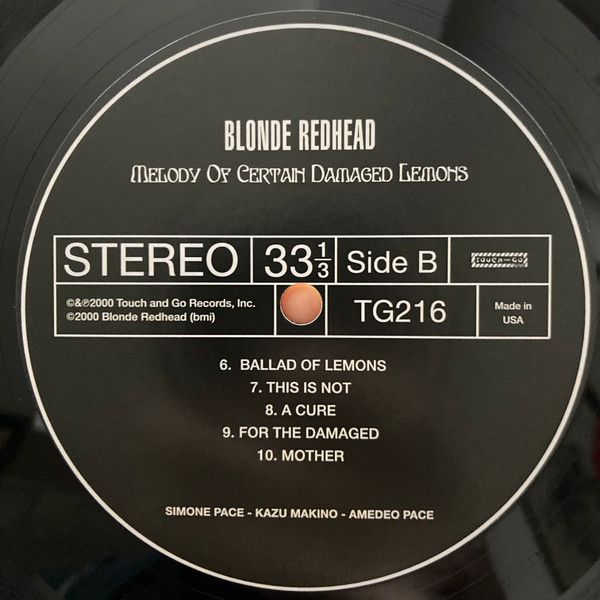 Виниловая пластинка BLONDE REDHEAD MELODY OF CERTAIN DAMAGED LEMONS