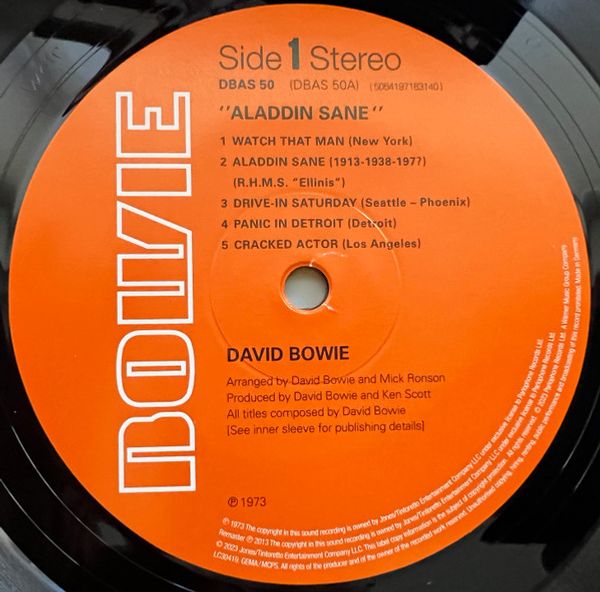 Виниловая пластинка DAVID BOWIE ALADDIN SANE 50TH ANNIVERSARY HALF SPEED MASTER VINYL