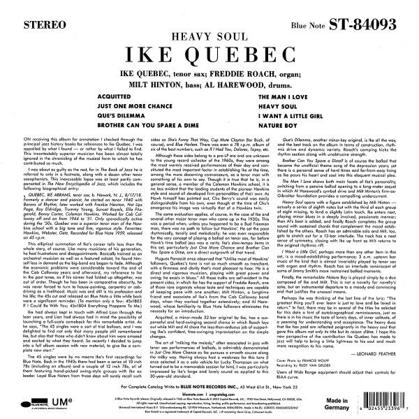 Виниловая пластинка IKE QUEBEC HEAVY SOUL
