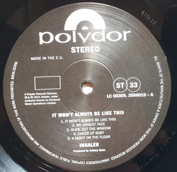 Виниловая пластинка INHALER IT WON'T ALWAYS BE LIKE THIS BLACK VINYL EDITION