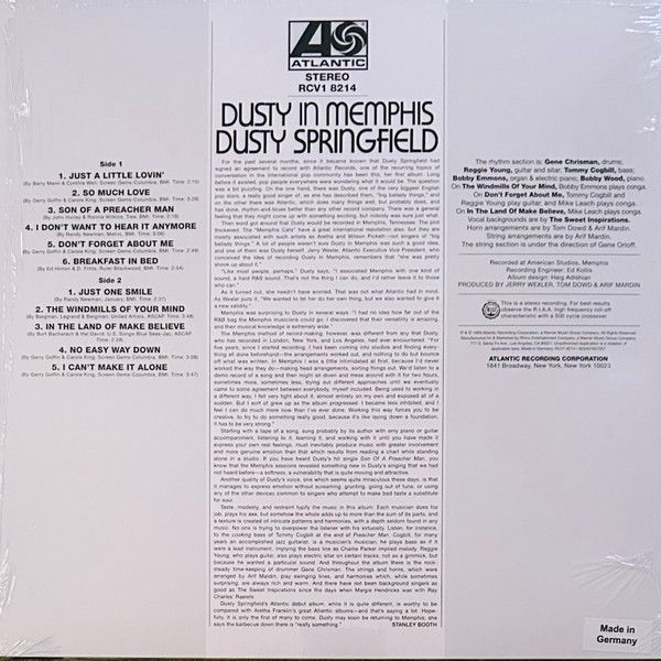Виниловая пластинка DUSTY SPRINGFIELD DUSTY IN MEMPHIS